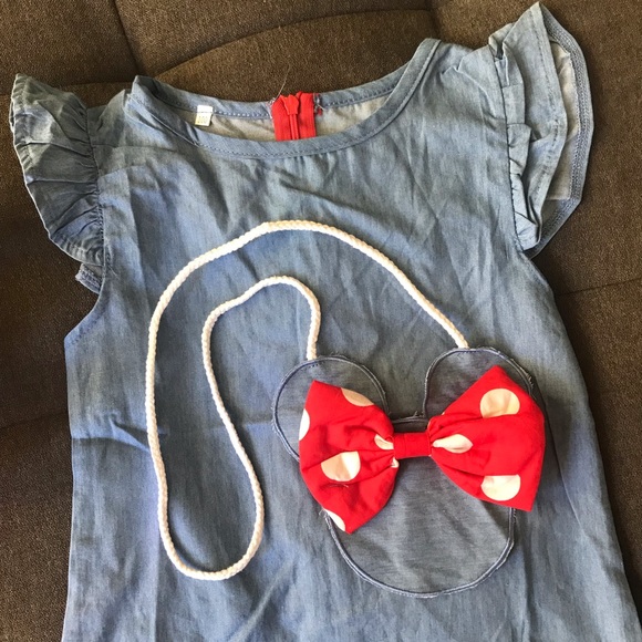 ❤️ NWOT - 3T Minnie Mouse Denim Dress - Picture 3 of 6